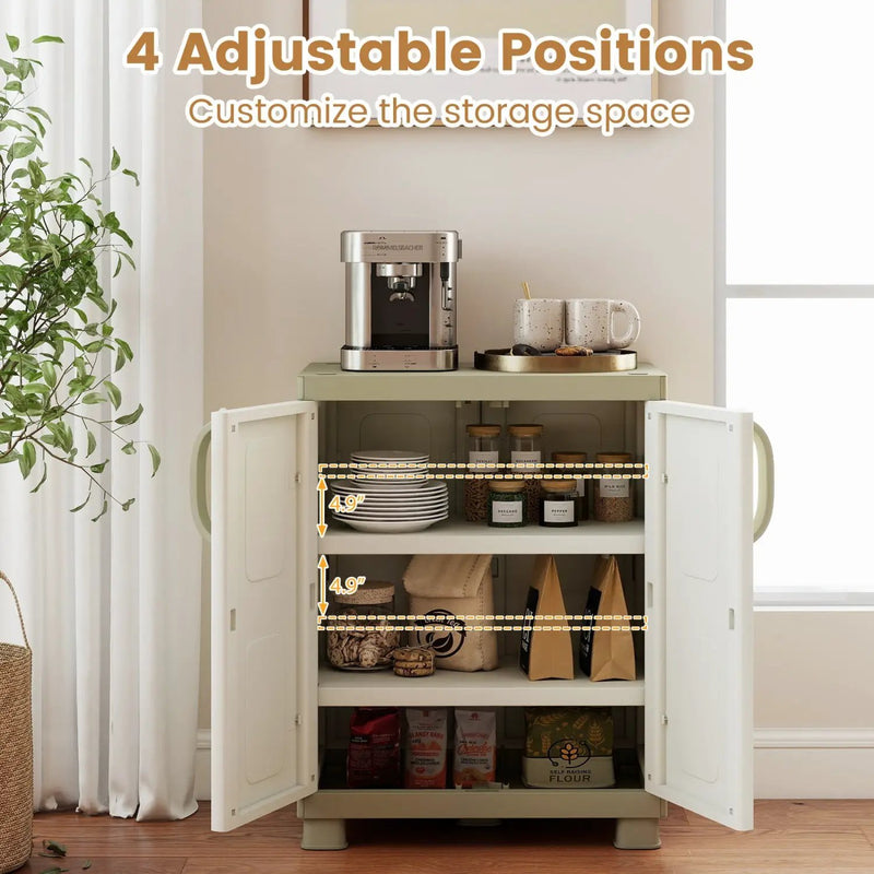 Freestanding Buffet Cabinet Sideboard with 2 Doors and Adjustable Shelves for Kitchen and Garage by DirectDeals