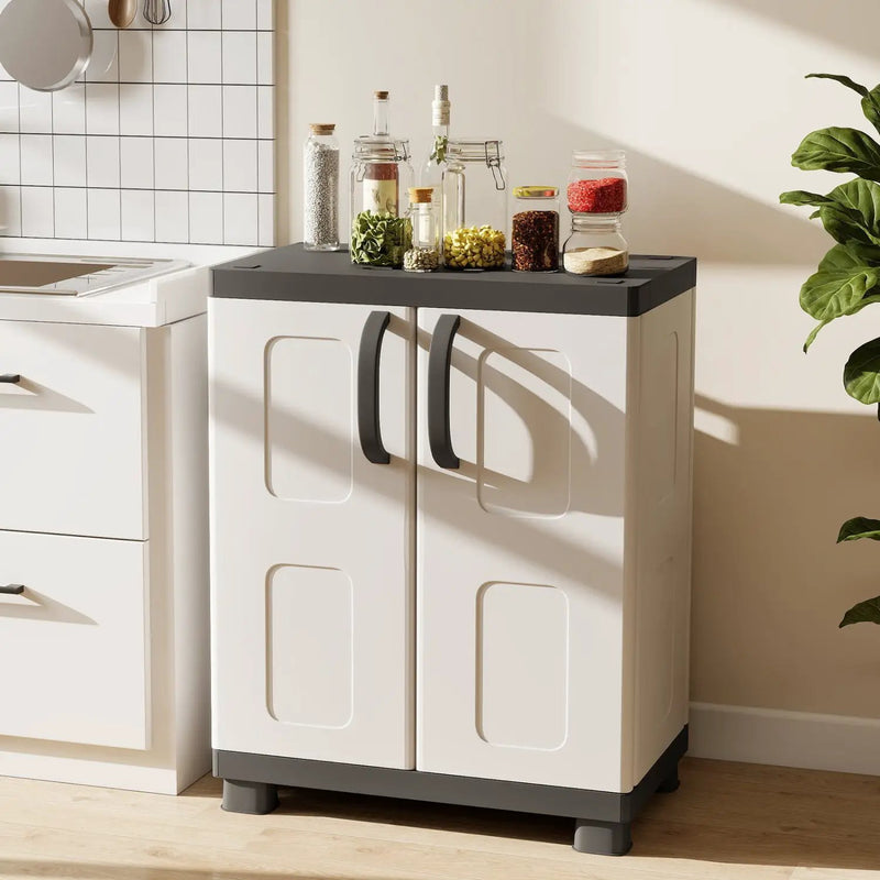 Freestanding Buffet Cabinet Sideboard with 2 Doors and Adjustable Shelves for Kitchen and Garage by DirectDeals