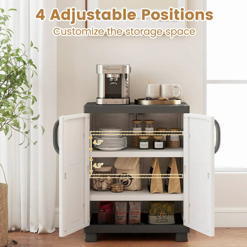 Freestanding Buffet Cabinet Sideboard with 2 Doors and Adjustable Shelves for Kitchen and Garage by DirectDeals