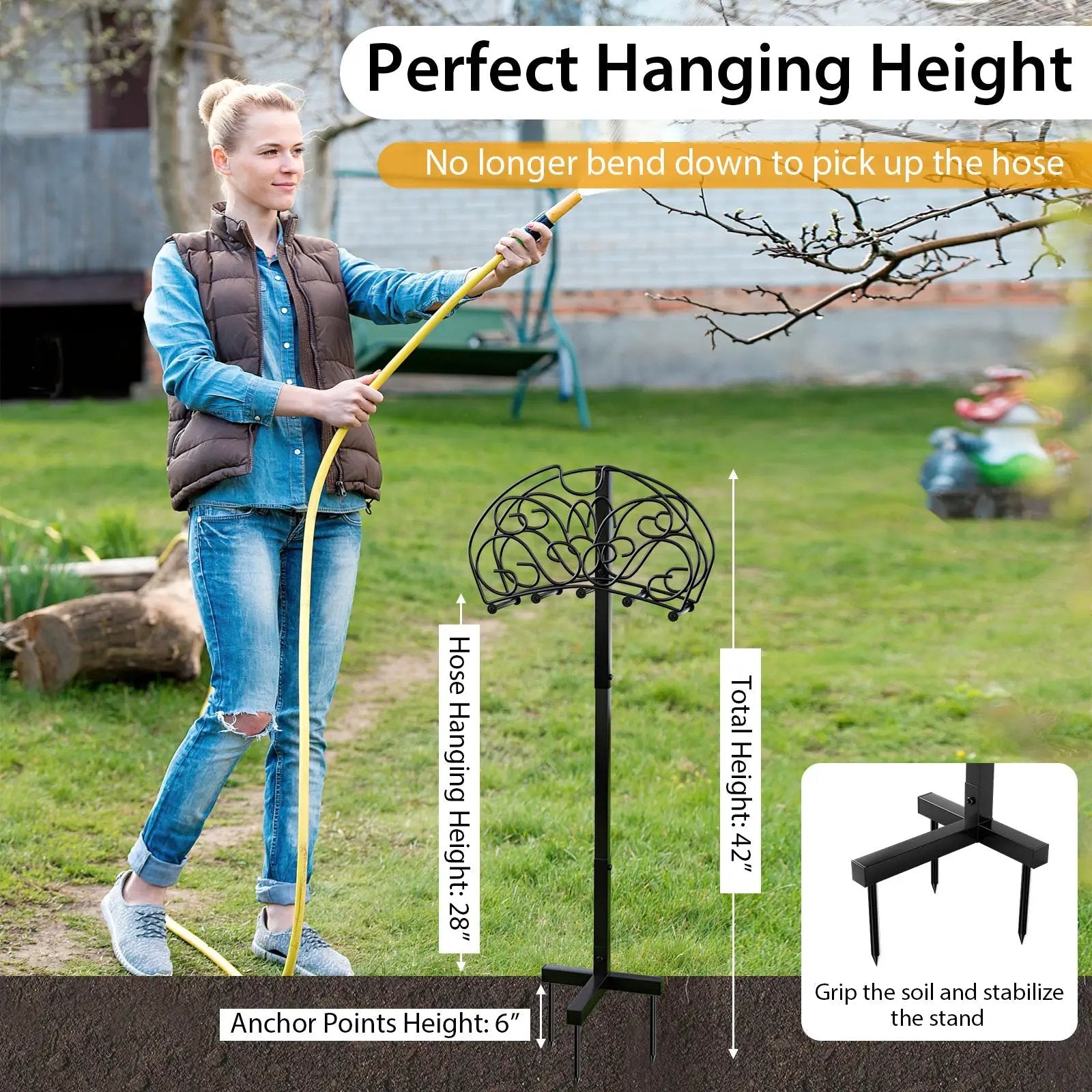 Detachable Freestanding Hose Holder for Outdoor Yard Garden Lawn by DirectDeals