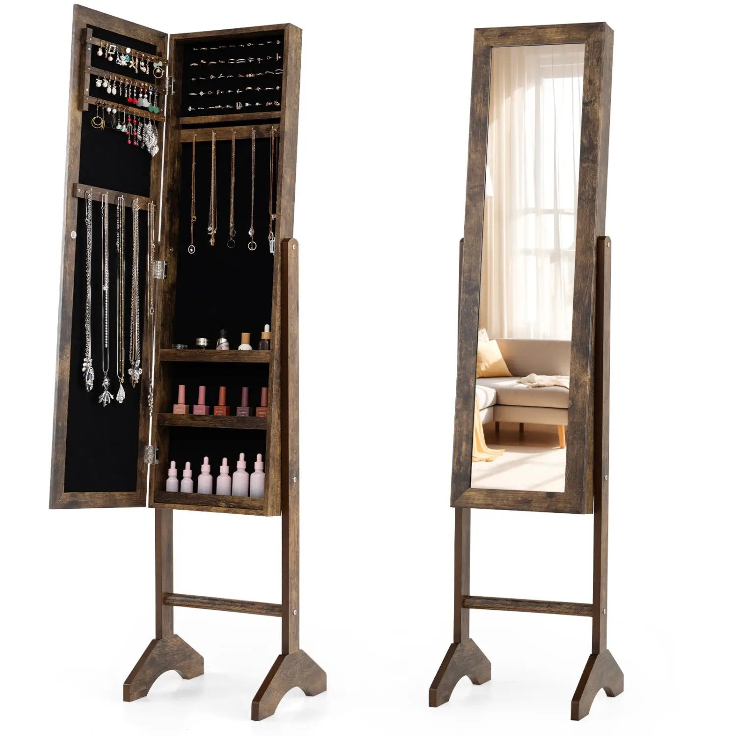 Freestanding Jewelry Armoire with Full Length Mirror by DirectDeals