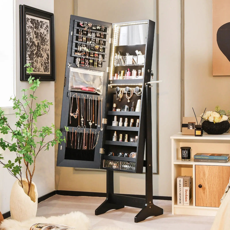 Freestanding Jewelry Cabinet with Full Length HD Mirror by DirectDeals