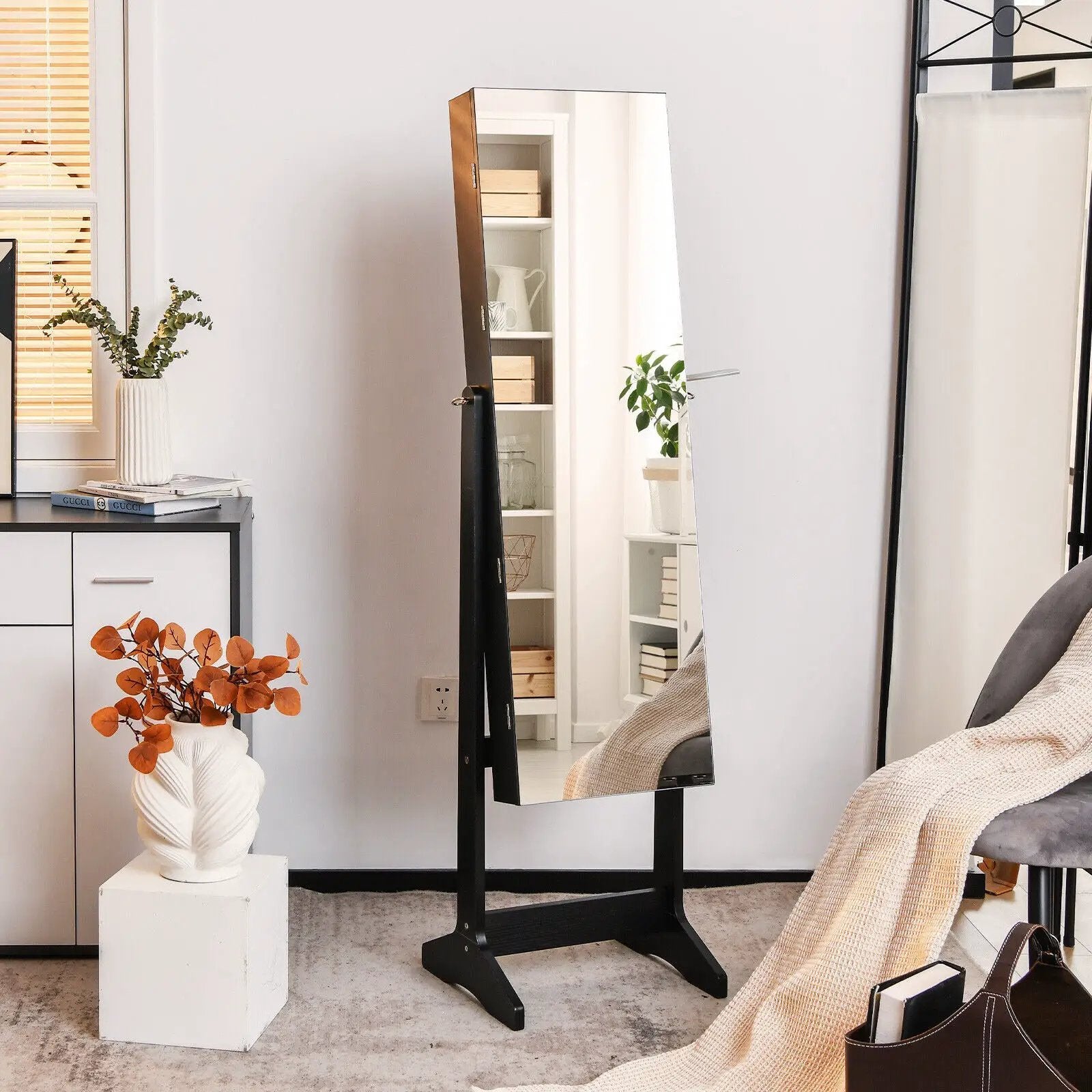Freestanding Jewelry Cabinet with Full Length HD Mirror by DirectDeals