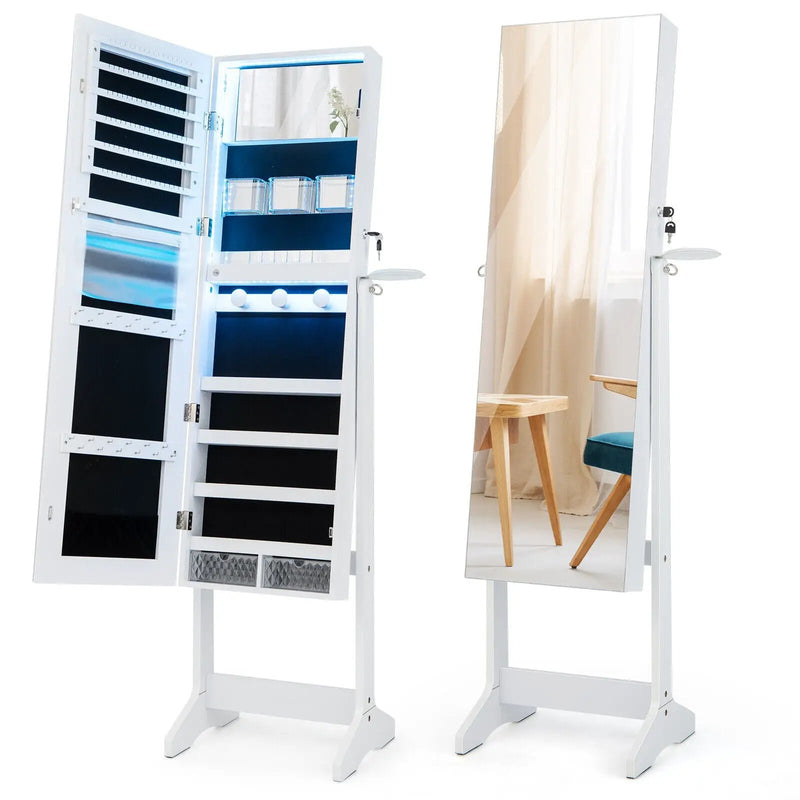Freestanding Jewelry Cabinet with Full Length HD Mirror by DirectDeals
