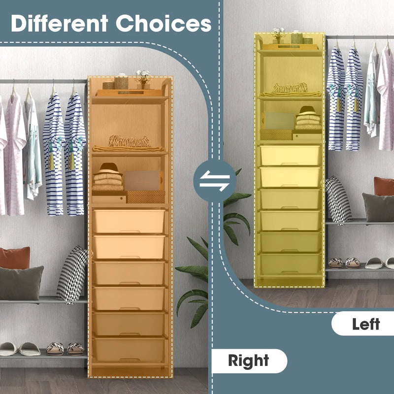 Free Standing Closet Organizer with Removable Drawers and Shelves-Gray by DirectDeals