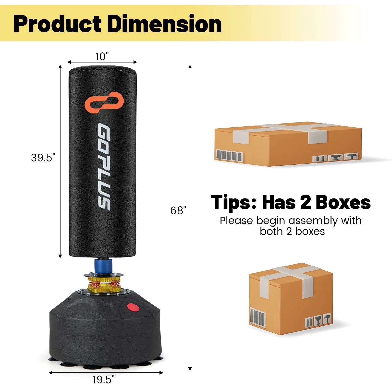 Freestanding Punching Bag Kickboxing Bag with Stand and Suction Cup Base by DirectDeals