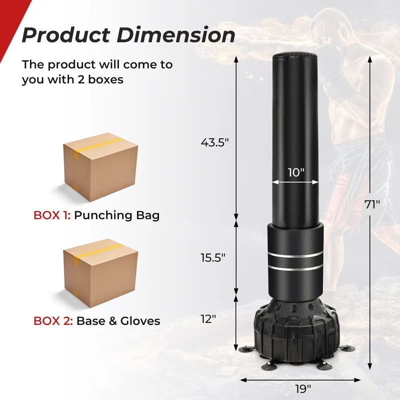 Freestanding Punching Bag 71 Inch Boxing Bag with 25 Suction Cups Gloves and Filling Base by DirectDeals
