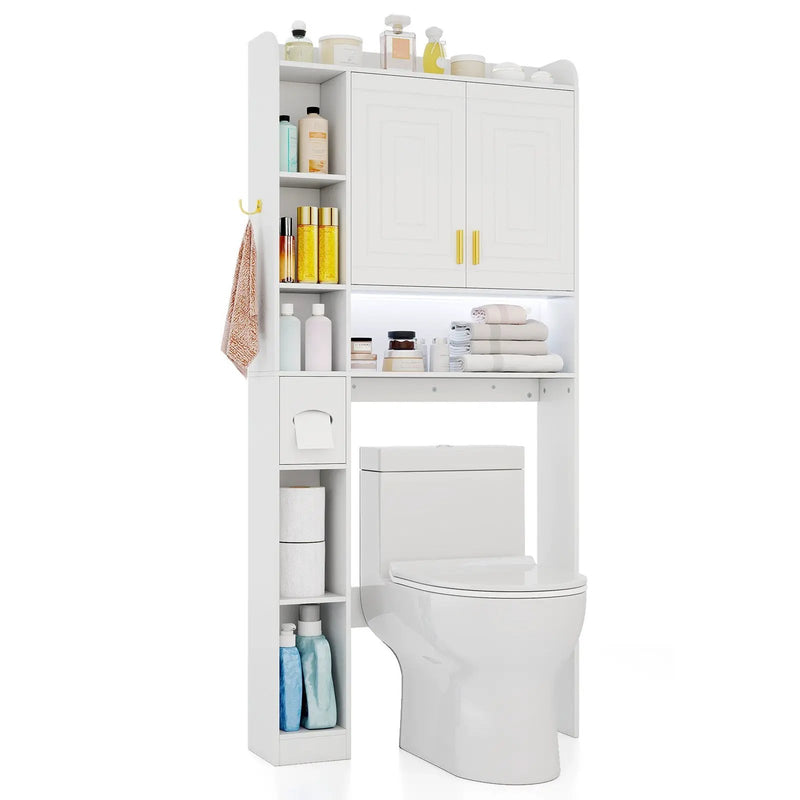 Freestanding Storage Cabinet Above Toilet with 2-Door Cabinet-White by DirectDeals