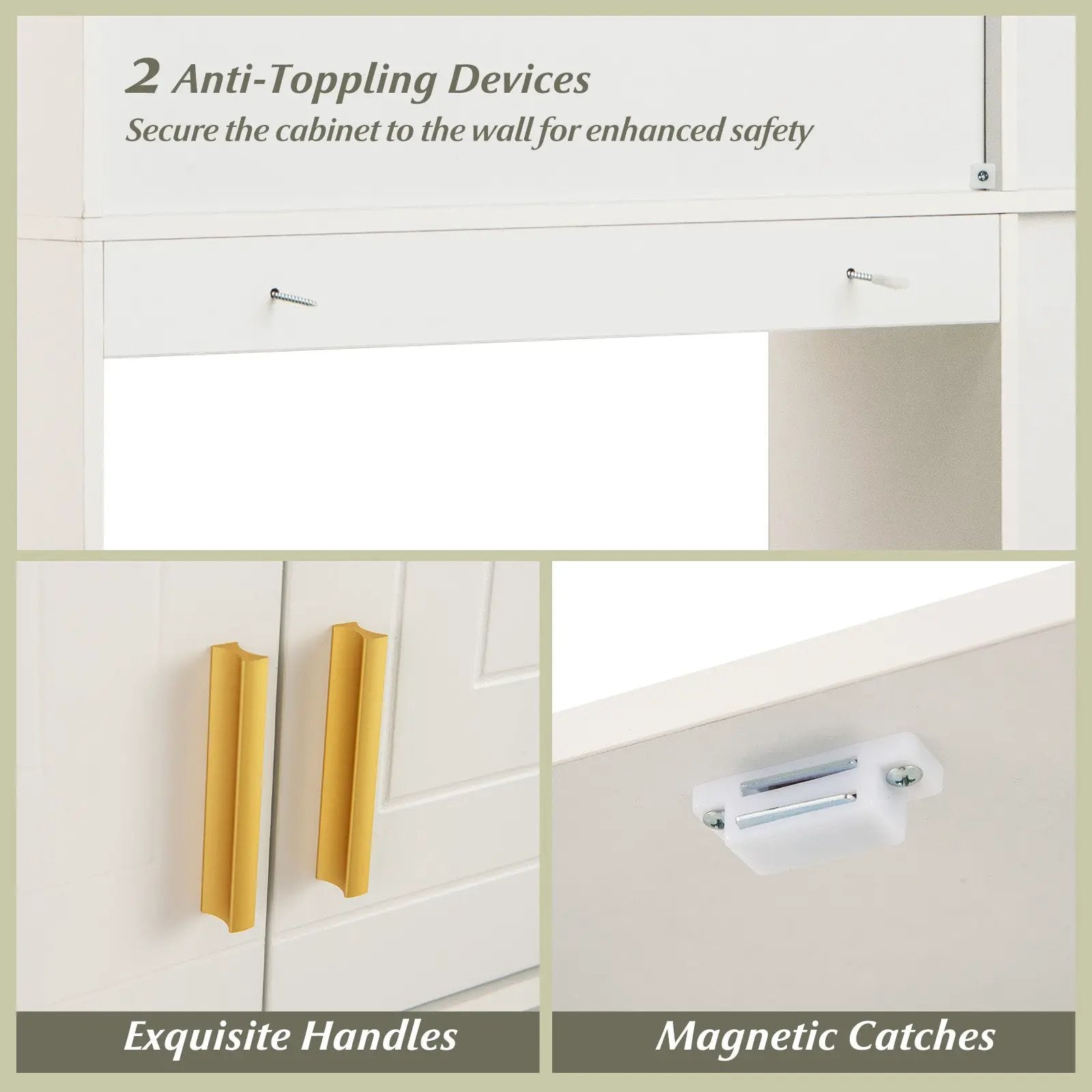 Freestanding Storage Cabinet Above Toilet with 2-Door Cabinet-White by DirectDeals