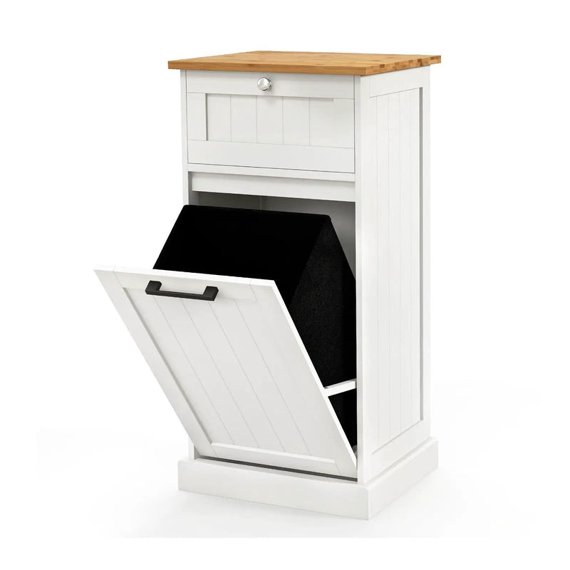 Freestanding Tilt Out Laundry Cabinet with Basket-White by DirectDeals