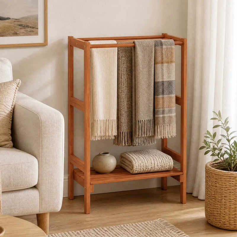 Freestanding Towel Rack with 3 Bars and Bottom Shelf by DirectDeals