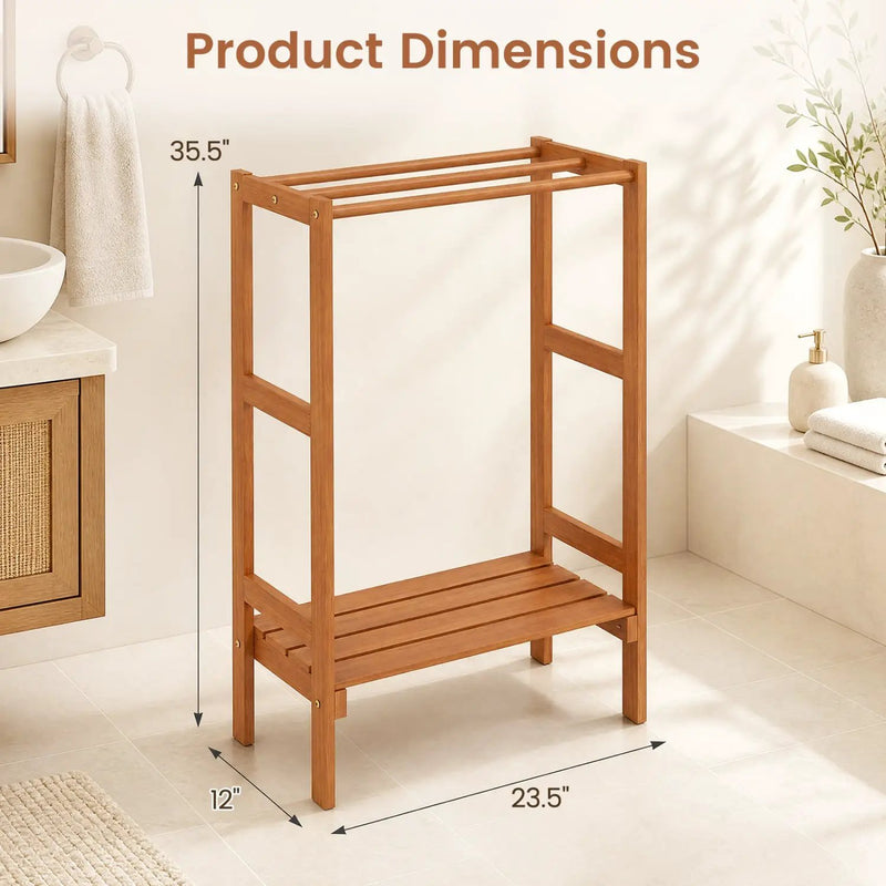 Freestanding Towel Rack with 3 Bars and Bottom Shelf by DirectDeals