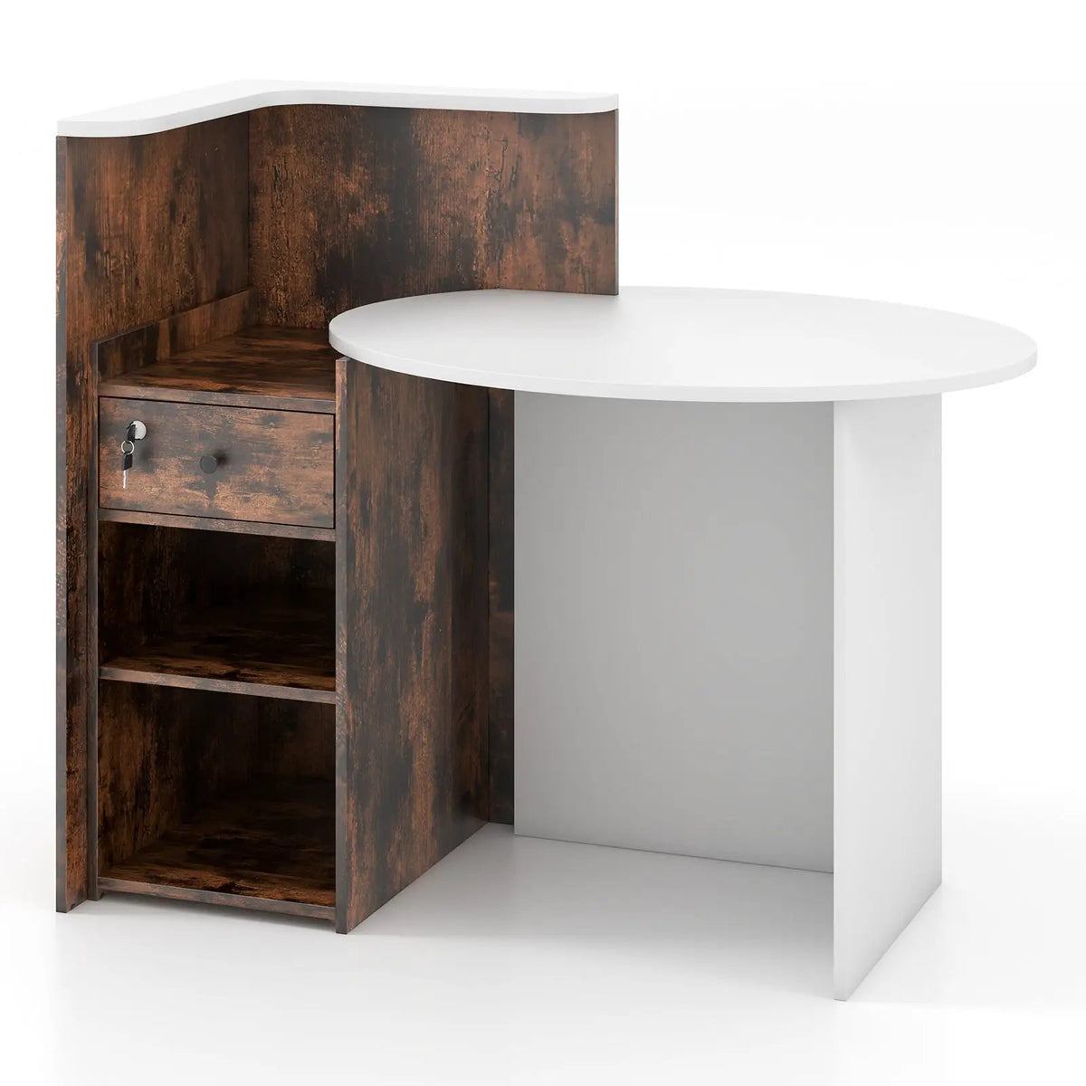 Front Reception Office Desk with Open Shelf and Lockable Drawer, photo 9 of 12