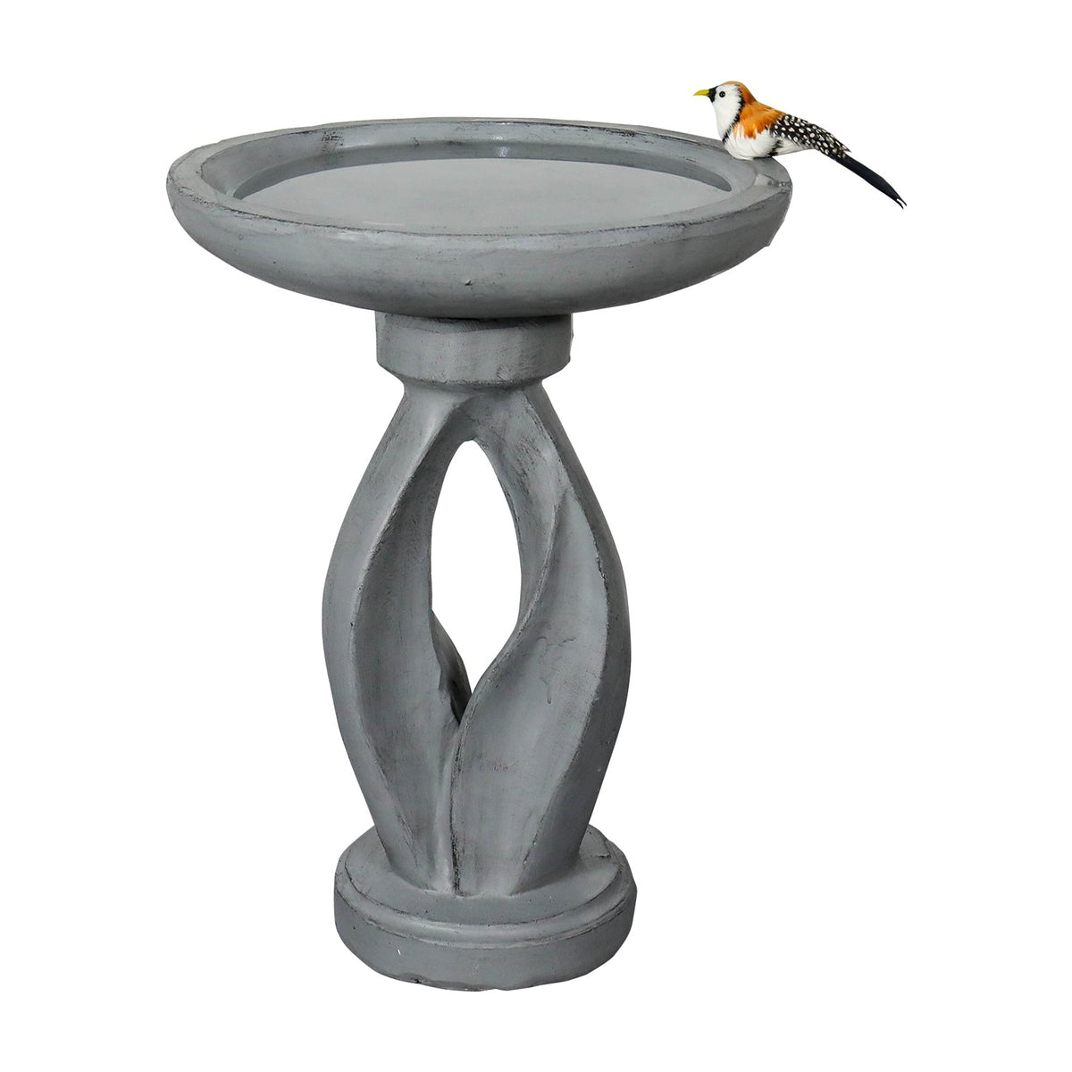 Concrete Bird Bath Contemporary Twin Cutout 22 Inch, photo 9 of 11