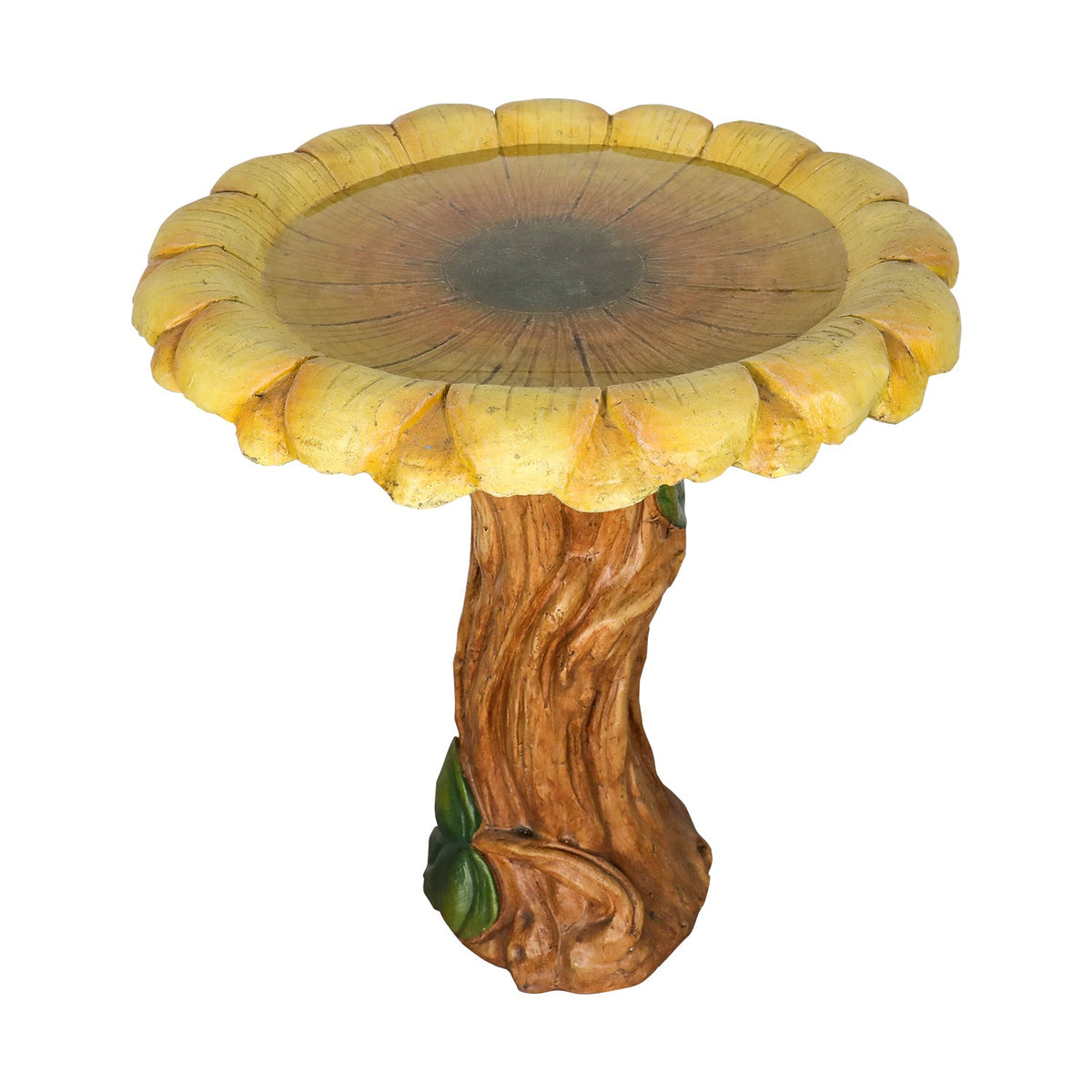 Concrete Wooden Bird Bath Sunflower on Trunk 24 Inch, photo 5 of 9