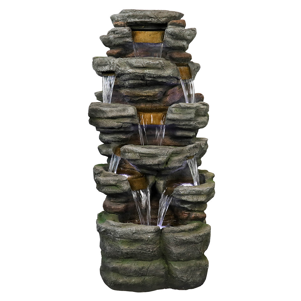 Resin Stepped Shale Outdoor Rock Fountain with Warm LED, photo 5 of 7