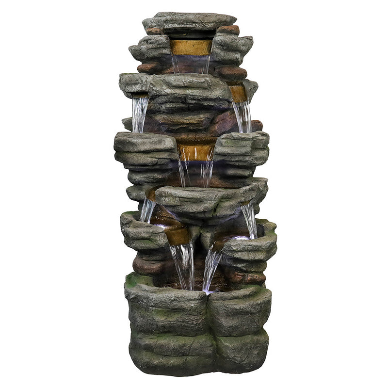 Resin Stepped Shale Outdoor Rock Fountain with Warm LED, photo 5 of 7
