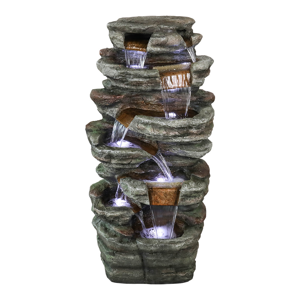 Resin Serpentine Slate Column Cascading Outdoor Fountain, photo 5 of 7