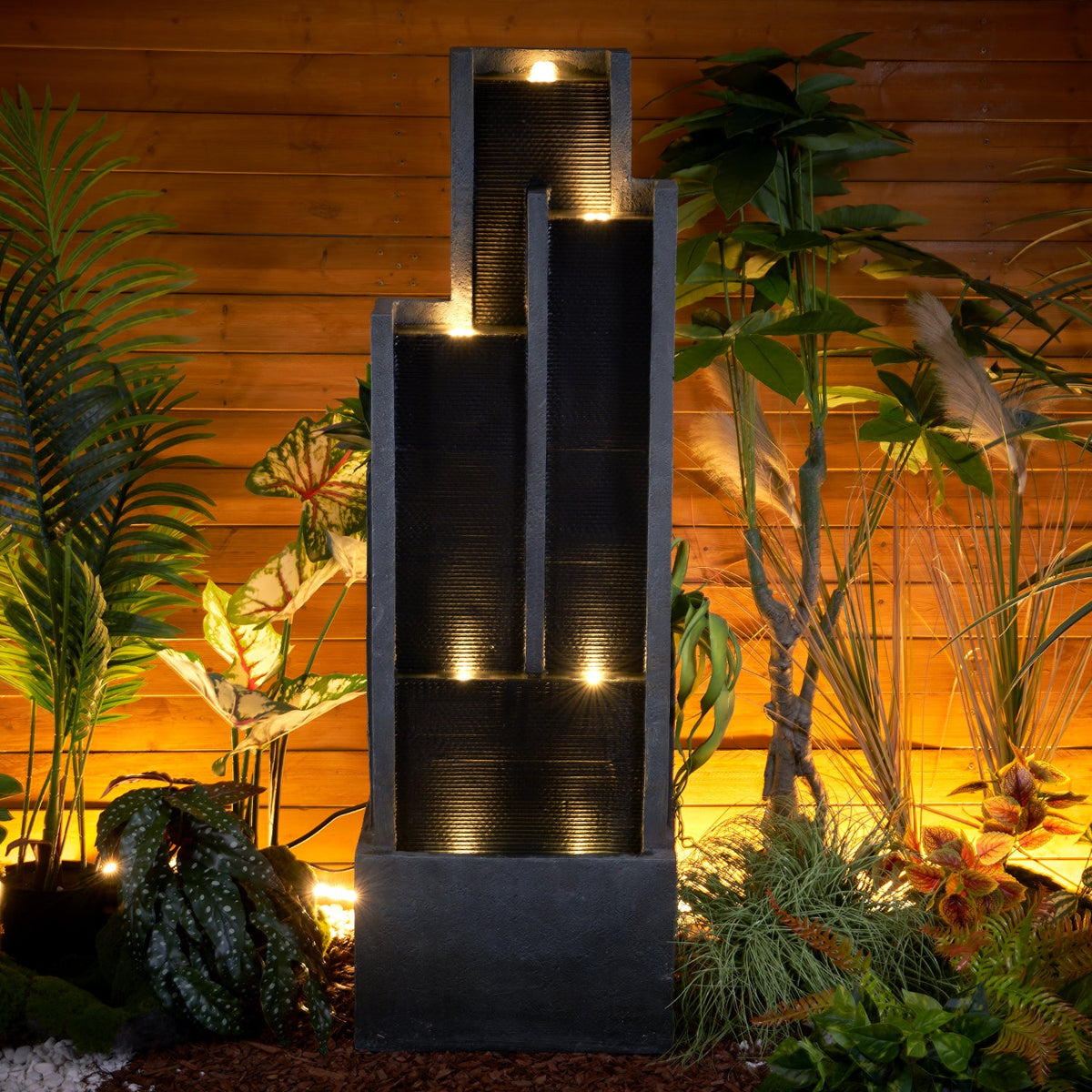 Resin Ribbed Slate Outdoor Water Fountain Quiet 50 in, photo 6 of 12