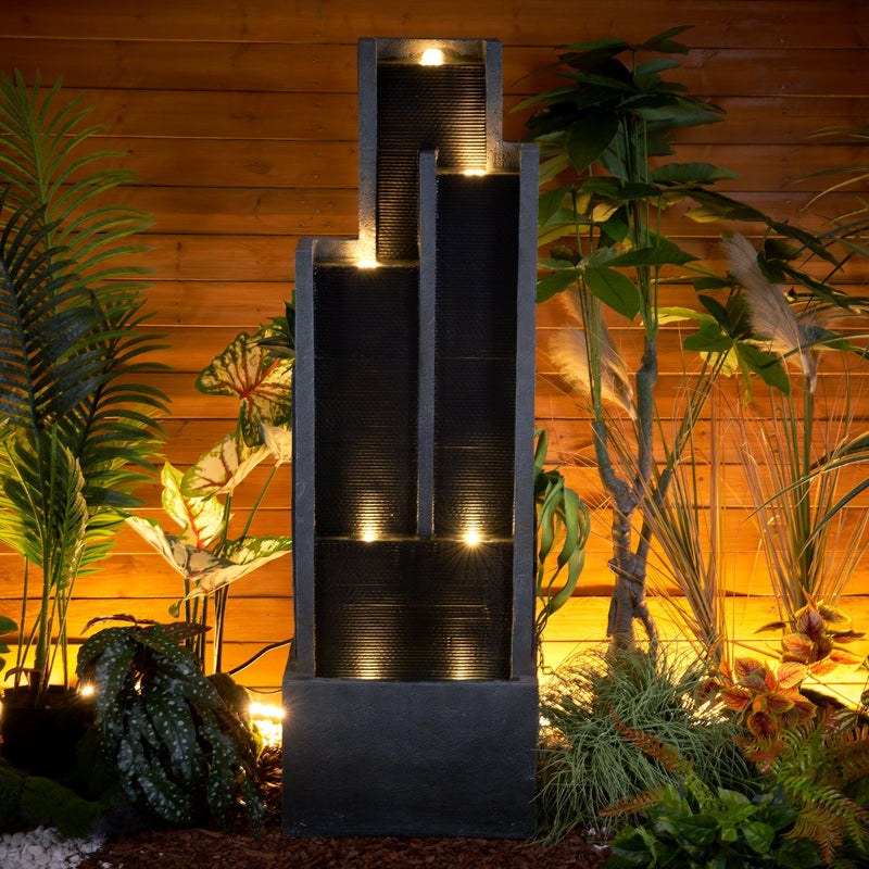 Resin Ribbed Slate Outdoor Water Fountain Quiet 50 in, photo 6 of 12