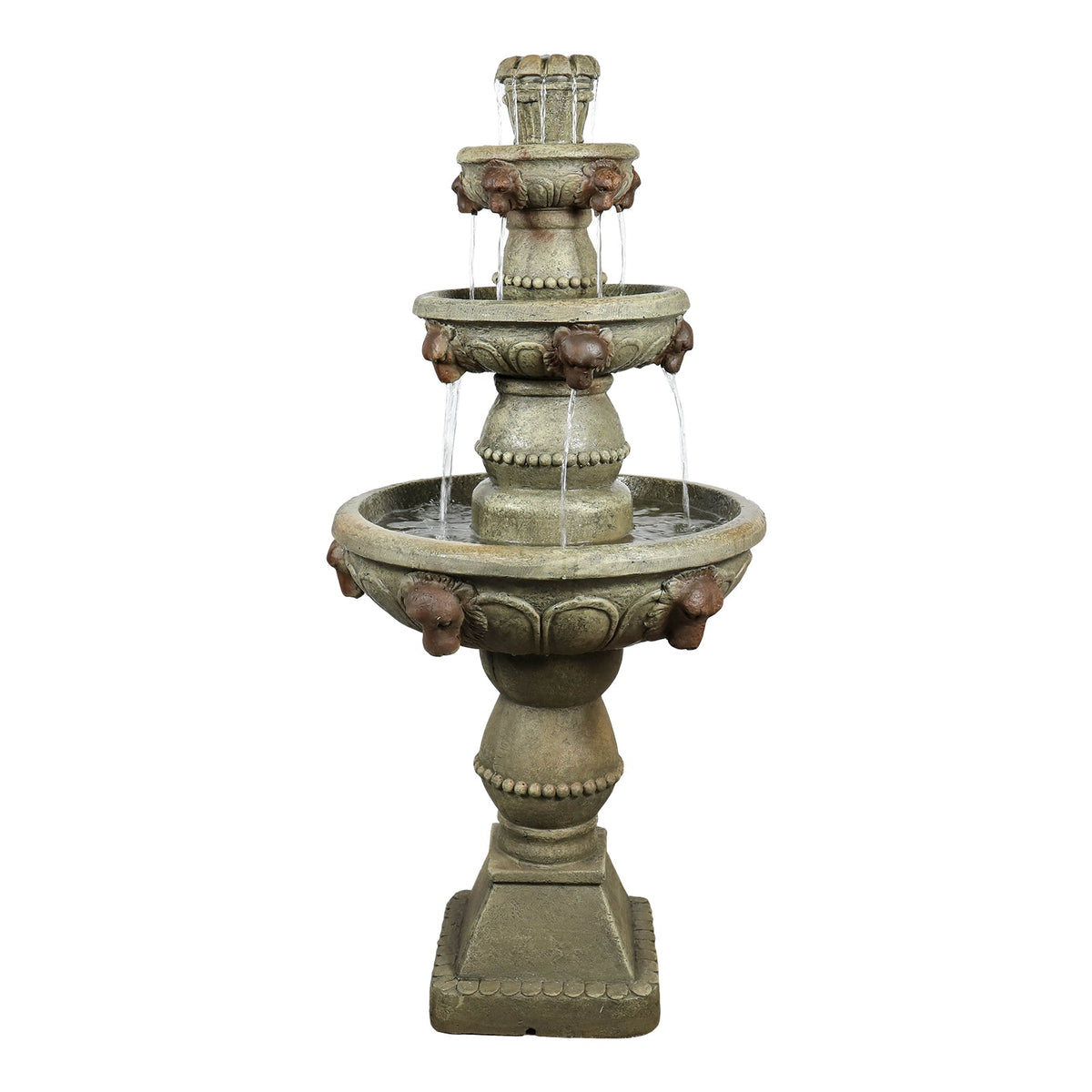 Concrete Lion Head Fountain 3 Tier Outdoor, photo 5 of 9