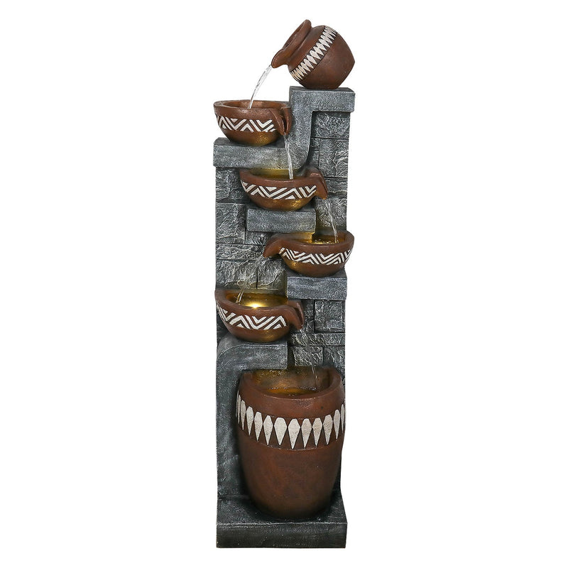Resin Bohemian 6 Tier Tall Outdoor Water Fountain with LED, photo 5 of 10