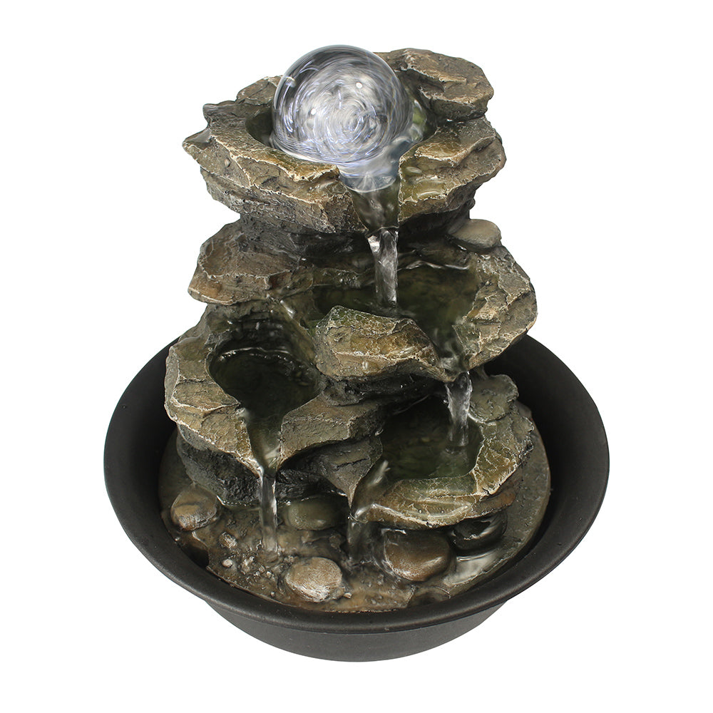 Resin Spinning Orb Tabletop Fountain 8 Inch Color LED, photo 5 of 7