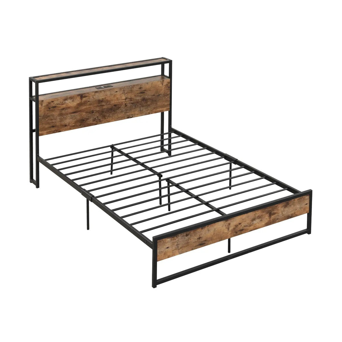 Full/Queen Bed Frame with 2-Tier Storage Headboard and Charging Station, photo 3 of 9