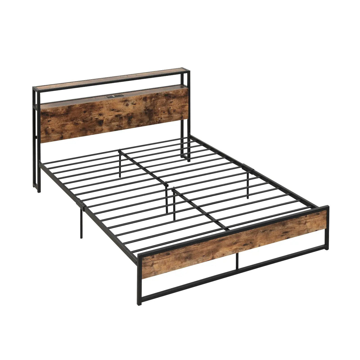 Full/Queen Bed Frame with 2-Tier Storage Headboard and Charging Station, photo 9 of 9