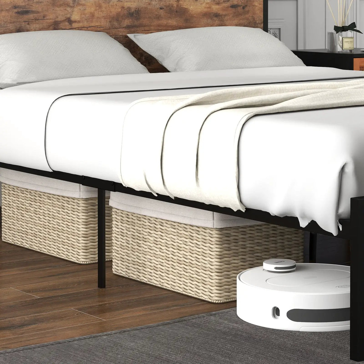 Full/Queen Bed Frame with 2-Tier Storage Headboard and Charging Station, photo 6 of 9