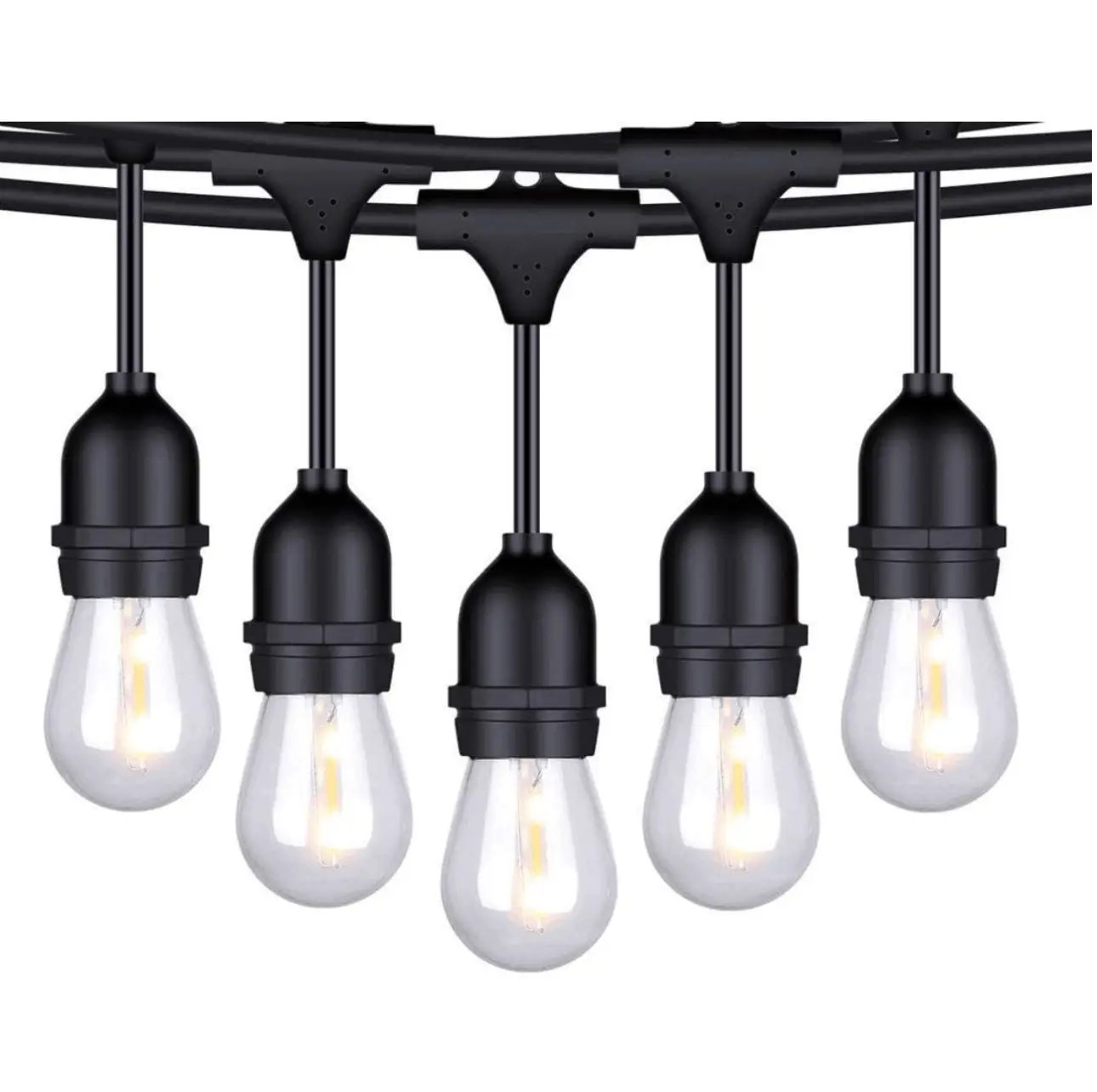 48 Ft Plug-In LED Outdoor String Lights Waterproof- Hanging, Dimmable 2W Vintage Edison Bulbs by Outdoor Solar Outlet