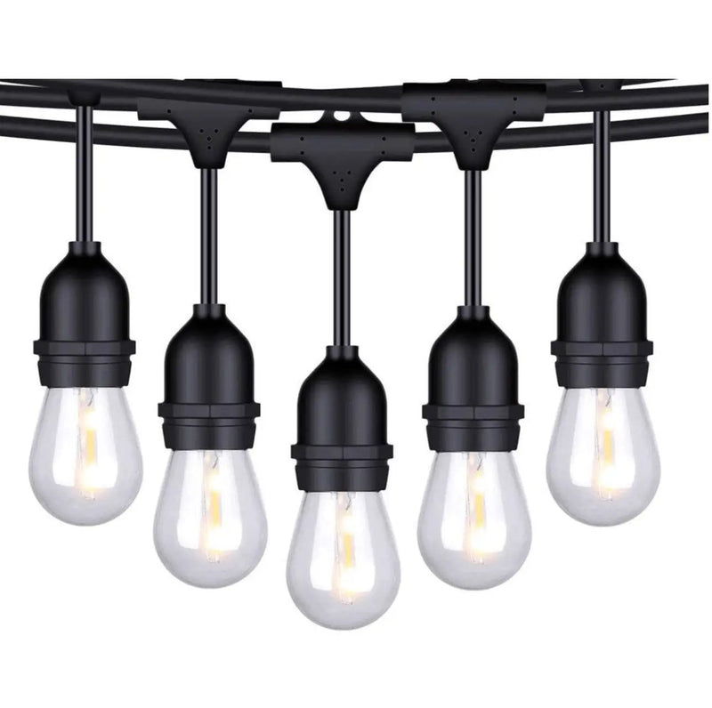 48 Ft Plug-In LED Outdoor String Lights Waterproof- Hanging, Dimmable 2W Vintage Edison Bulbs by Outdoor Solar Outlet