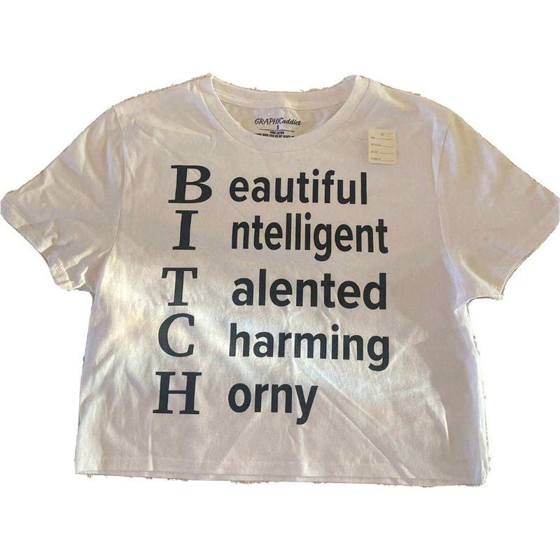 Beautiful Intelligent Talented Charming Horny Low Cut Tshirt by Selzalot