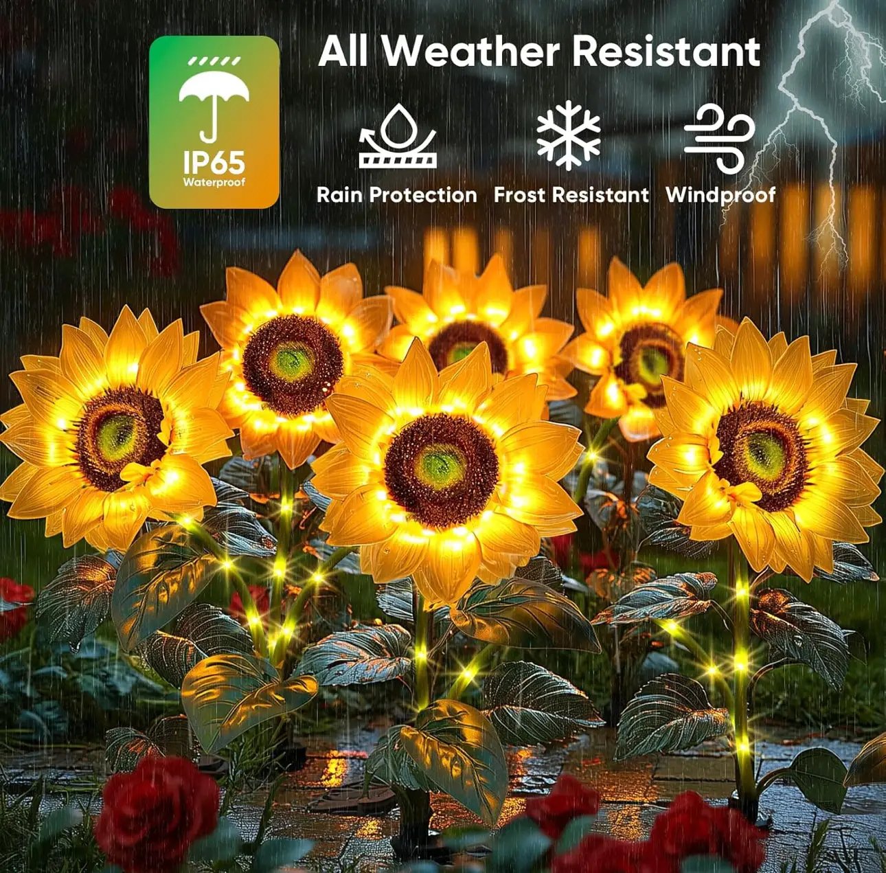 Solar Sunflower Lights 3 Pack with 9 Sunflower Lights by Outdoor Solar Outlet