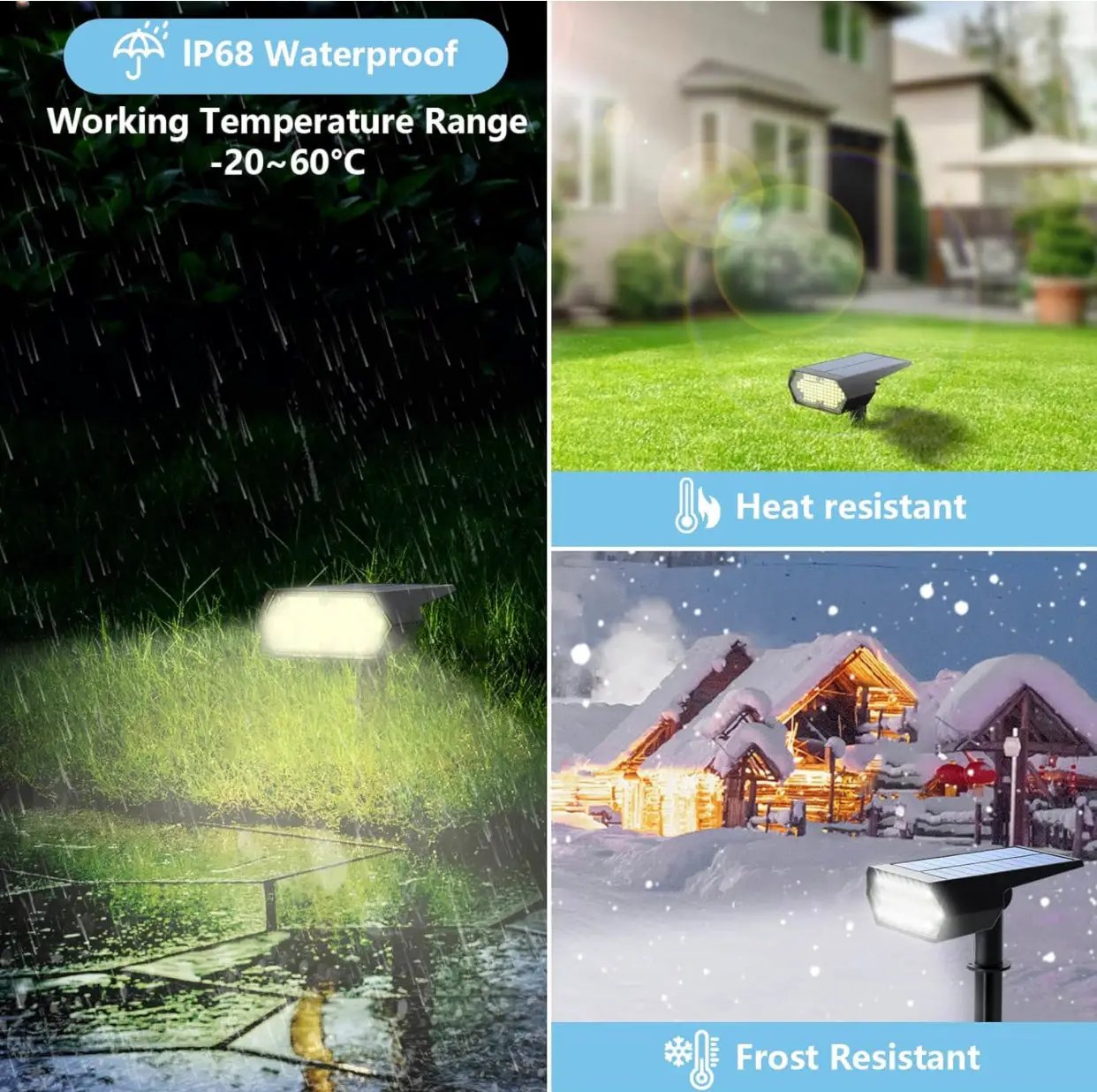 SmartYard Solar Spot Lights 53 LEDs, 2 Modes Pathway/Wall Lights 2 In 1 Auto On/Off 4 Pack(Cool White) by Outdoor Solar Outlet