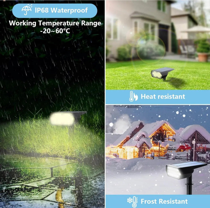 SmartYard Solar Spot Lights 53 LEDs, 2 Modes Pathway/Wall Lights 2 In 1 Auto On/Off 4 Pack(Cool White) by Outdoor Solar Outlet