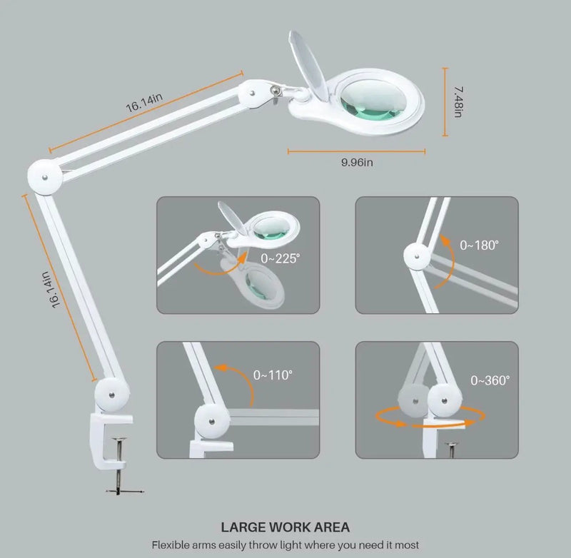 5X PRO XL Magnifying Desk Clamp Lamp – With Bright LED Light by Outdoor Solar Outlet