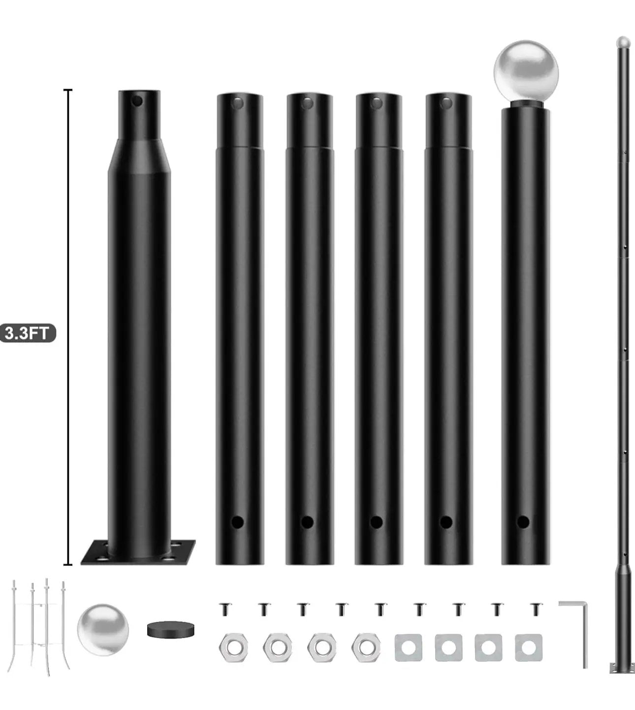 20Ft Commercial Grade Street/Parking/Flag Light Pole, Aluminum + Cage 1-Pack by Outdoor Solar Outlet