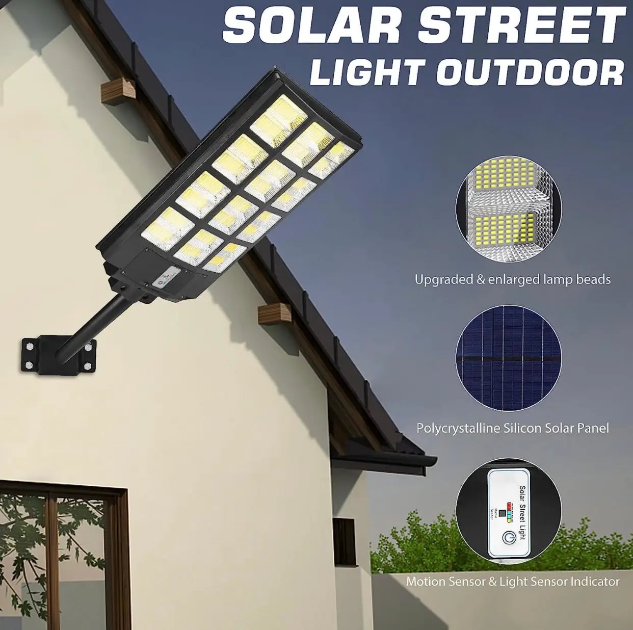 4800W LED Street Light Outdoor - [Warm White] 3000K Solar Street Lights , Dusk to Dawn, Motion Sensor With Remote by Outdoor Solar Outlet