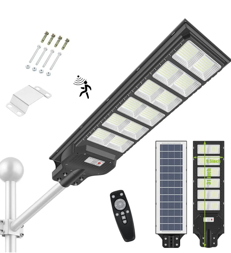1000W Solar Street Light Motion Sensor, 80000LM IP65 Waterproof with Remote Control by Outdoor Solar Outlet
