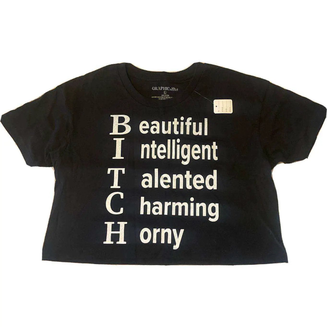 Beautiful Intelligent Talented Charming Horny Low Cut Tshirt by Selzalot