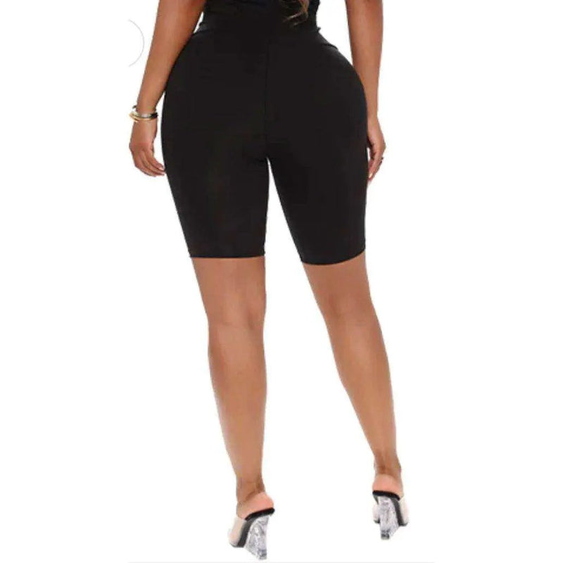 HIGH WAIST SOLID BIKER SHORTS by Selzalot