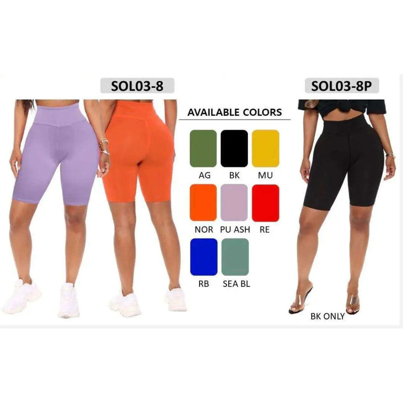 HIGH WAIST SOLID BIKER SHORTS by Selzalot