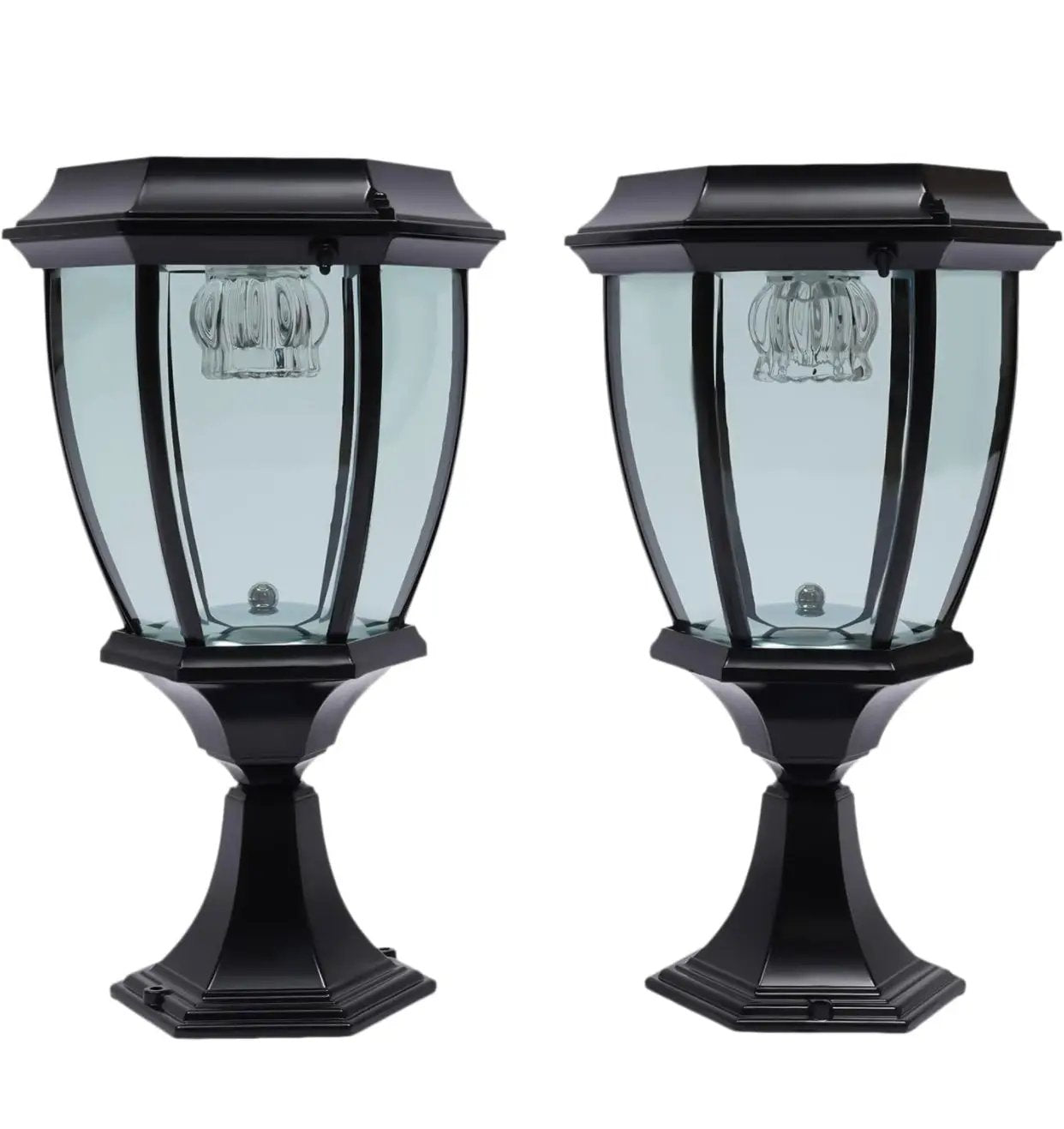 Solar Lamp Post Lights ,Outdoor Aluminum Floor Lamp,Waterproof Solar Powered Street Lights for Garden, Pathway, Driveway, Front/ Back Door, Warm White Solar Post Light,Replaceable Bulb(2 Pack) by Outdoor Solar Outlet