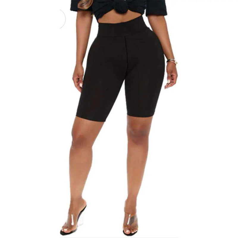 HIGH WAIST SOLID BIKER SHORTS by Selzalot