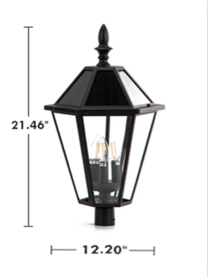 SmartYard LED Post Solar Light 22’ Outdoor,Dusk to Dawn Vintage Street Lights, 300LM, 2700K,Cast Aluminum by Outdoor Solar Outlet