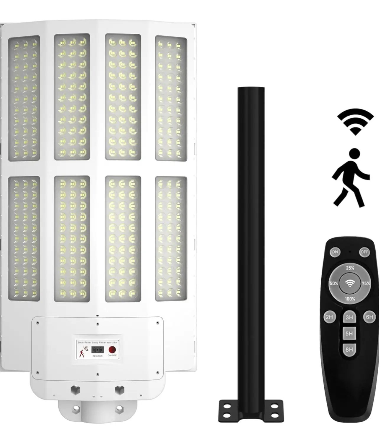 2500W Solar Street Light Outdoor Waterproof, 6500K Motion Sensor Lights Dusk to Dawn, 200,000LM Wall Light with Remote Control by Outdoor Solar Outlet