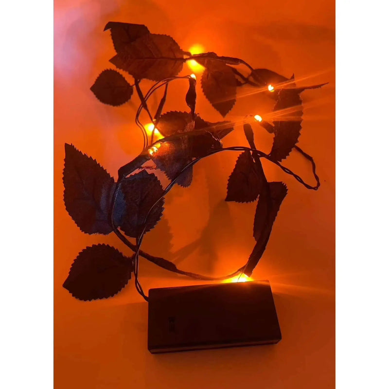Seasonal Specialties Black Leaf Led Garland Lights Halloween Orange Lights. by Selzalot