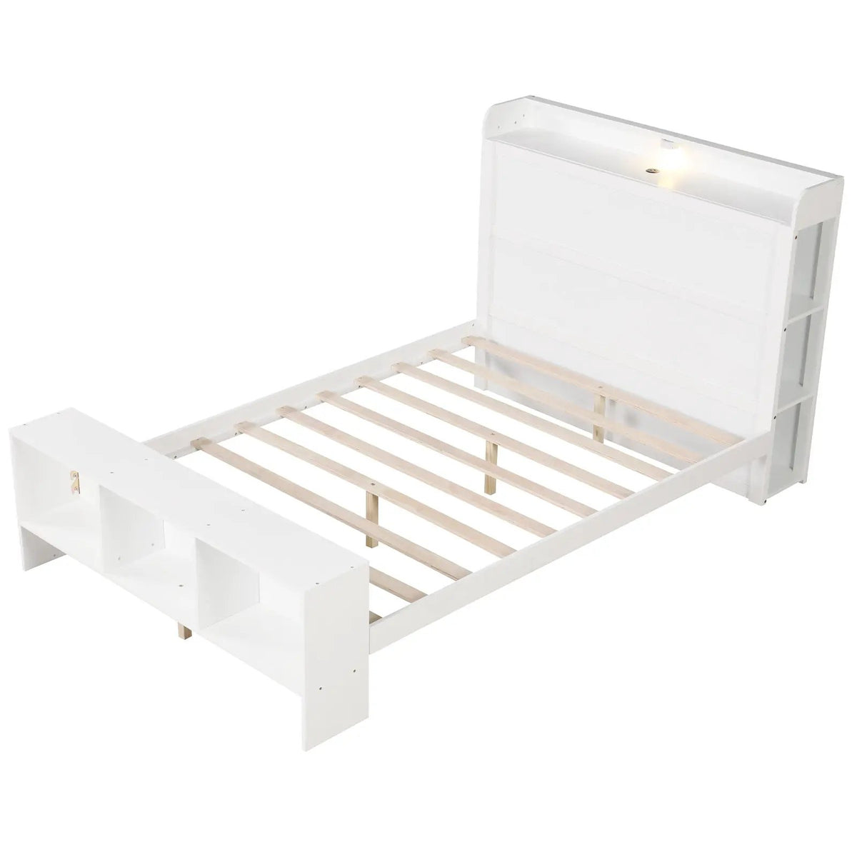 Full Size Bed Frame with 2 USB Ports with Storage Headboard and Lights, photo 3 of 9
