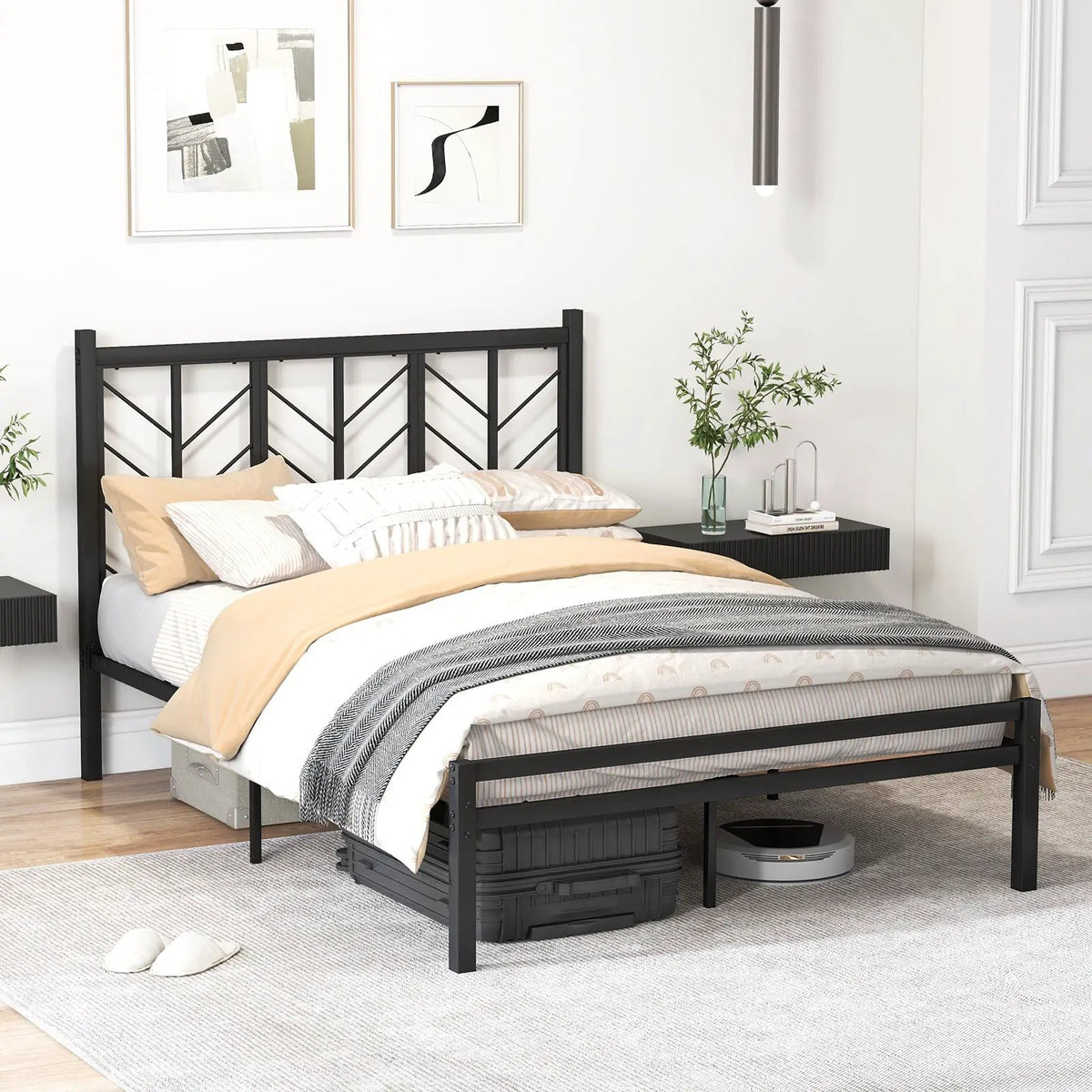Queen Size Platform Bed with Headboard and Metal Frame, photo 5 of 10